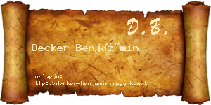Decker Benjámin névjegykártya